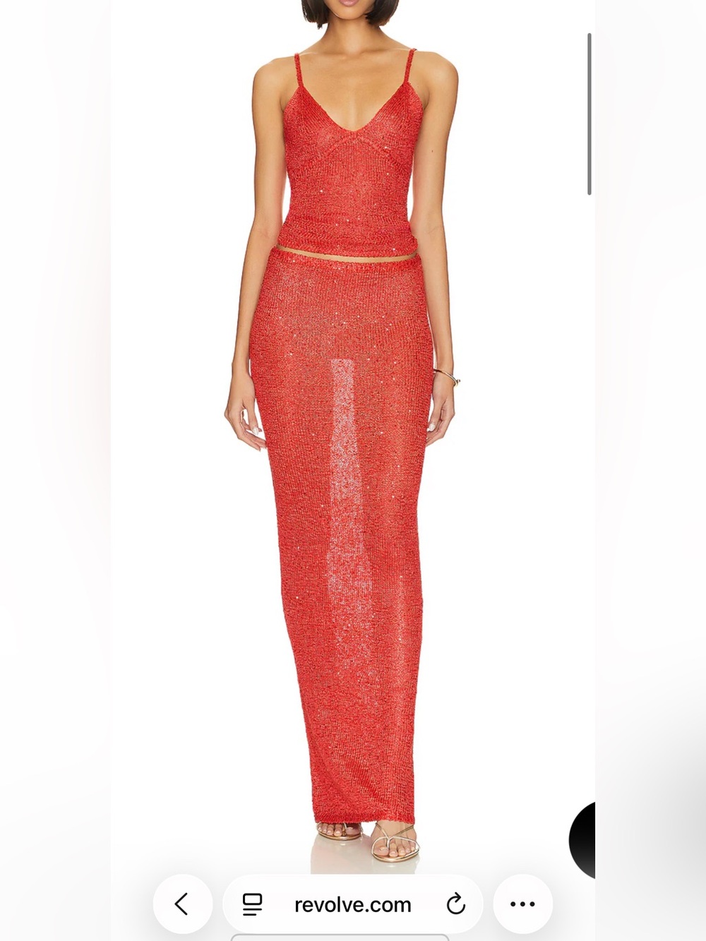 Red Sequin Maxi Skirt and Matching Top